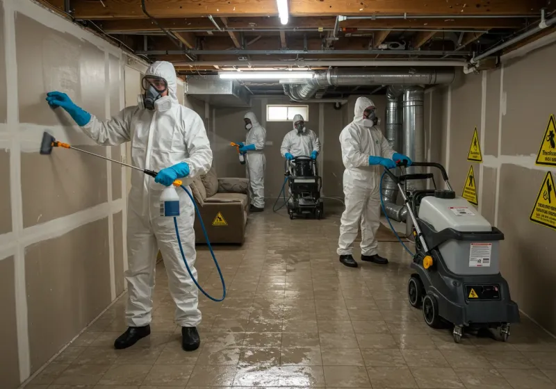 Basement Moisture Removal and Structural Drying process in Medford, OK